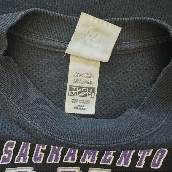 Vintage Sacramento Kings TShirt Basketball Mesh Sz Large Perforated Short Sleeve - Picture 8 of 9